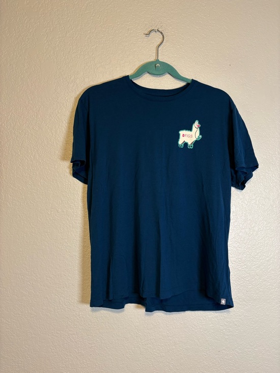 Figs Tops - Figs Underscrub T Shirt Blue Llama Super Soft Pima Cotton
